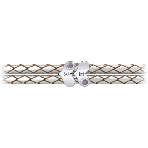Engravable Sterling Silver Gemstone Heart Leather Bracelet - 2 – Sterling Silver with Alexandrite