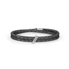 Engravable Sterling Silver Bar Leather Bracelet