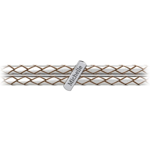 Engravable Sterling Silver Bar Leather Bracelet