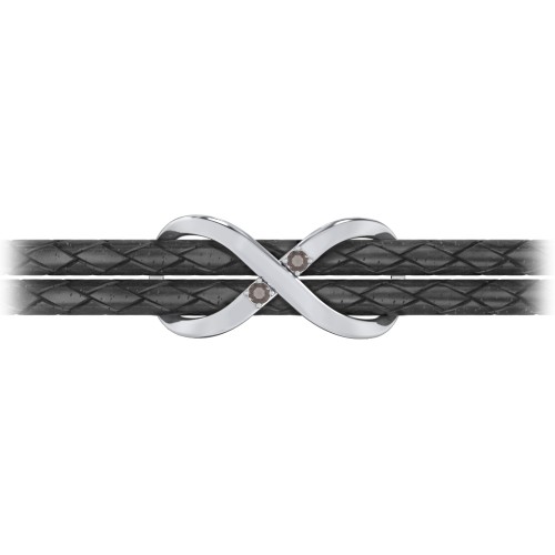 Sterling Silver Infinity Leather Bracelet with Gemstones
