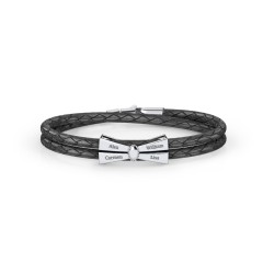 Engravable Sterling Silver Bow Tie Leather Bracelet – Sterling Silver