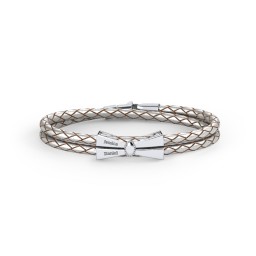 Engravable Sterling Silver Bow Tie Leather Bracelet in 925 Sterling Silver