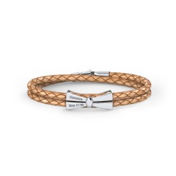Engravable Sterling Silver Bow Tie Leather Bracelet in 925 Sterling Silver