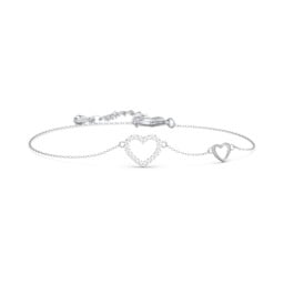 Pave Double Heart Charm Bracelet