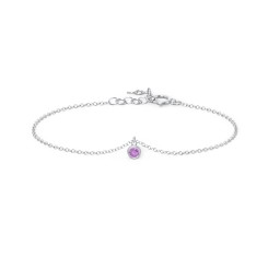 Bezel Set Gemstone Drop Bracelet - 1 Stone in 925 Sterling Silver with Amethyst