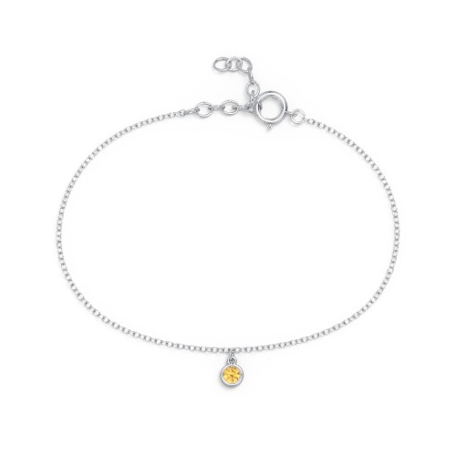 Bezel Set Gemstone Drop Bracelet - 1 Stone – Sterling Silver with Citrine