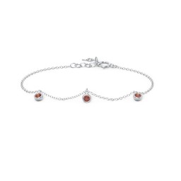 Bezel Set Gemstone Drop Bracelet - 3 Stone