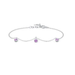 Bezel Set Gemstone Drop Bracelet - 3 Stone