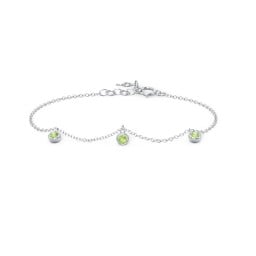 Bezel Set Gemstone Drop Bracelet - 3 Stone