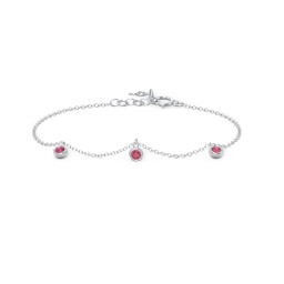 Bezel Set Gemstone Drop Bracelet - 3 Stone