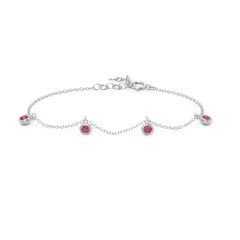 Bezel Set Gemstone Drop Bracelet - 4 Stone