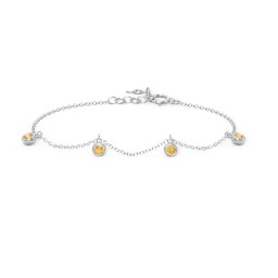 Bezel Set Gemstone Drop Bracelet - 4 Stone in 925 Sterling Silver with Citrine