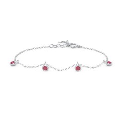 Bezel Set Gemstone Drop Bracelet - 4 Stone in 925 Sterling Silver with Ruby