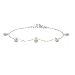 Bezel Set Gemstone Drop Bracelet - 5 Stone