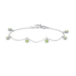 Bezel Set Gemstone Drop Bracelet - 6 Stone