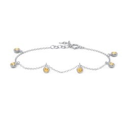Bezel Set Gemstone Drop Bracelet - 6 Stone
