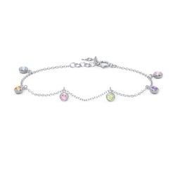 Bezel Set Gemstone Drop Bracelet - 6 Stone