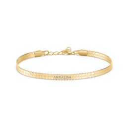 7" Engravable Herringbone Bracelet in Yellow Ion-Plated Steel in Stainless Steel