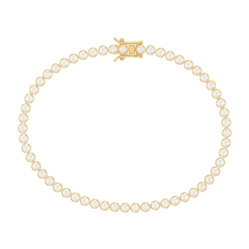 Round Cubic Zirconia Tennis Bracelet – 18K Gold Plated Silver