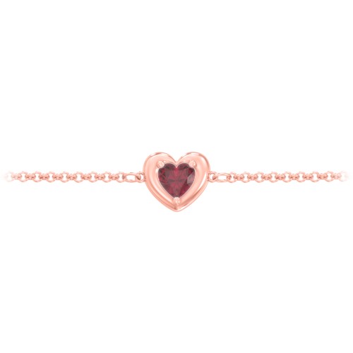 Puffy Heart Birthstone Bracelet