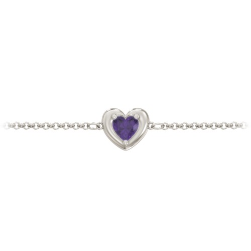 Puffy Heart Birthstone Bracelet