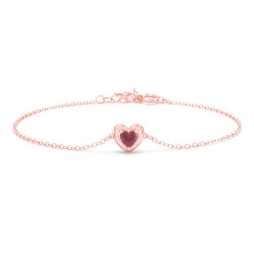 Puffy Heart Birthstone Bracelet