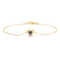 Puffy Heart Birthstone Bracelet in 18K Gold Plated Silver with Alexandrite