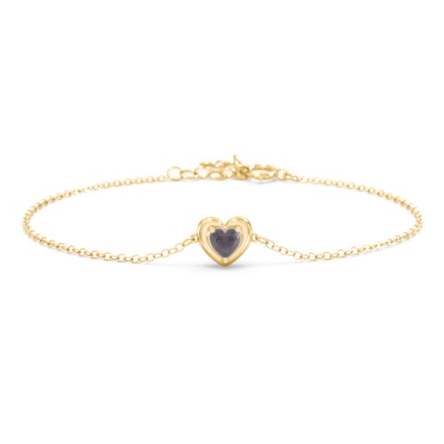 Puffy Heart Birthstone Bracelet – 18K Gold Plated Silver with Alexandrite