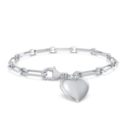 Engravable 7" Puffy Heart Paper Clip Chain Bracelet