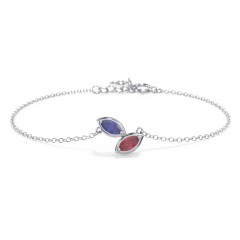 2 Marquise Birthstone Leaf Bracelet – 10K Yellow Gold with Amethyst and Cubic Zirconia