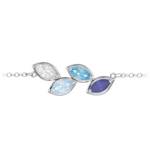 4 Marquise Birthstone Leaf Bracelet
