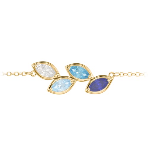 4 Marquise Birthstone Leaf Bracelet