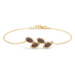 4 Marquise Birthstone Leaf Bracelet in 18K Gold Plated Silver with Garnet