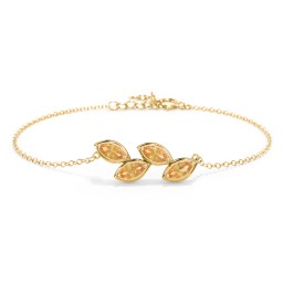 4 Marquise Birthstone Leaf Bracelet in 18K Gold Plated Silver with Citrine