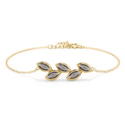 5 Marquise Birthstone Leaf Bracelet in 18K Gold Plated Silver with Smokey Quartz