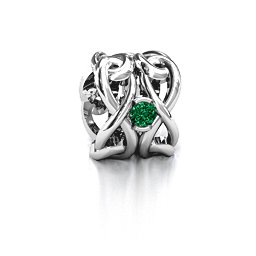 Infinity Locks with Stones Bracelet Charm in 925 Sterling Silver with Emerald