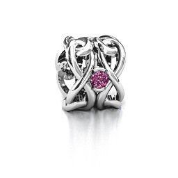 Infinity Locks with Stones Bracelet Charm in 925 Sterling Silver with Pink Sapphire