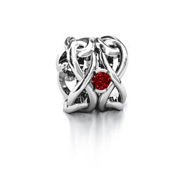 Infinity Locks with Stones Bracelet Charm in 925 Sterling Silver with Garnet