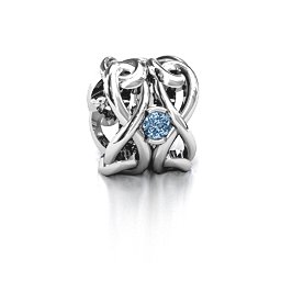 Infinity Locks with Stones Bracelet Charm in 925 Sterling Silver with Aquamarine