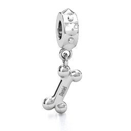 Engraved Dog Bone Bracelet Charm