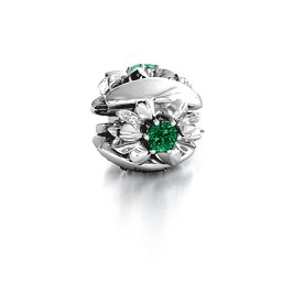 Coming up Daisies Bracelet Charm in 925 Sterling Silver with Emerald
