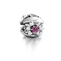 Coming up Daisies Bracelet Charm in 925 Sterling Silver with Pink Sapphire
