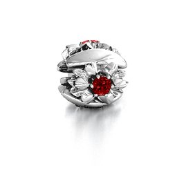Coming up Daisies Bracelet Charm in 925 Sterling Silver with Garnet