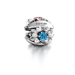 Coming up Daisies Bracelet Charm in 925 Sterling Silver with Blue Topaz, Cubic Zirconia, and Garnet