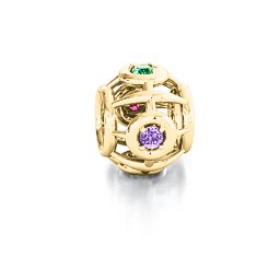 Portal Escapes Bracelet Charm in 10K Solid Yellow Gold with Amethyst, Cubic Zirconia, Ruby, and Emerald