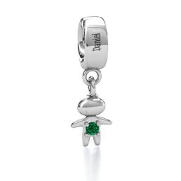 Happy Boy Bracelet Charm in 925 Sterling Silver with Emerald