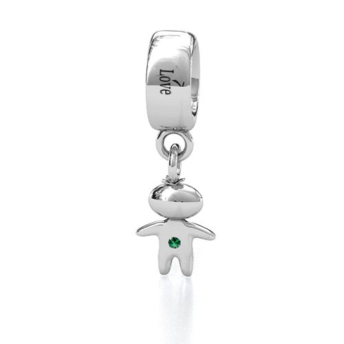 Happy Boy Bracelet Charm – Sterling Silver with Emerald