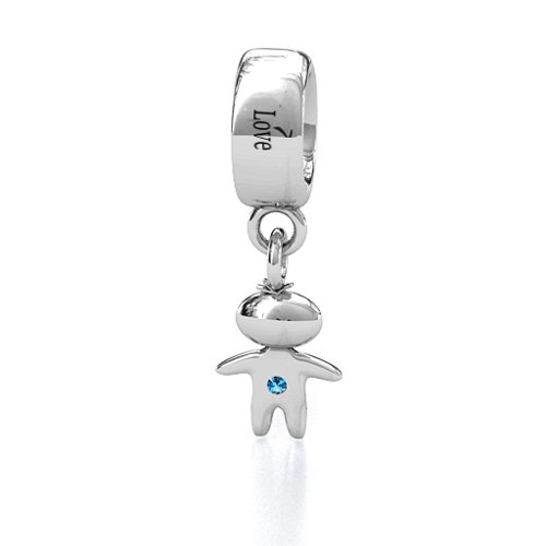 Happy Boy Bracelet Charm – Sterling Silver with Blue Topaz