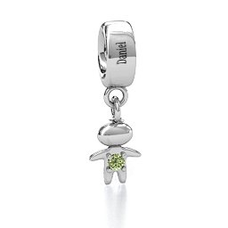 Happy Boy Bracelet Charm in 925 Sterling Silver with Peridot