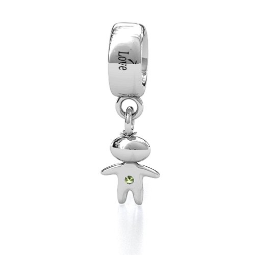 Happy Boy Bracelet Charm – Sterling Silver with Peridot